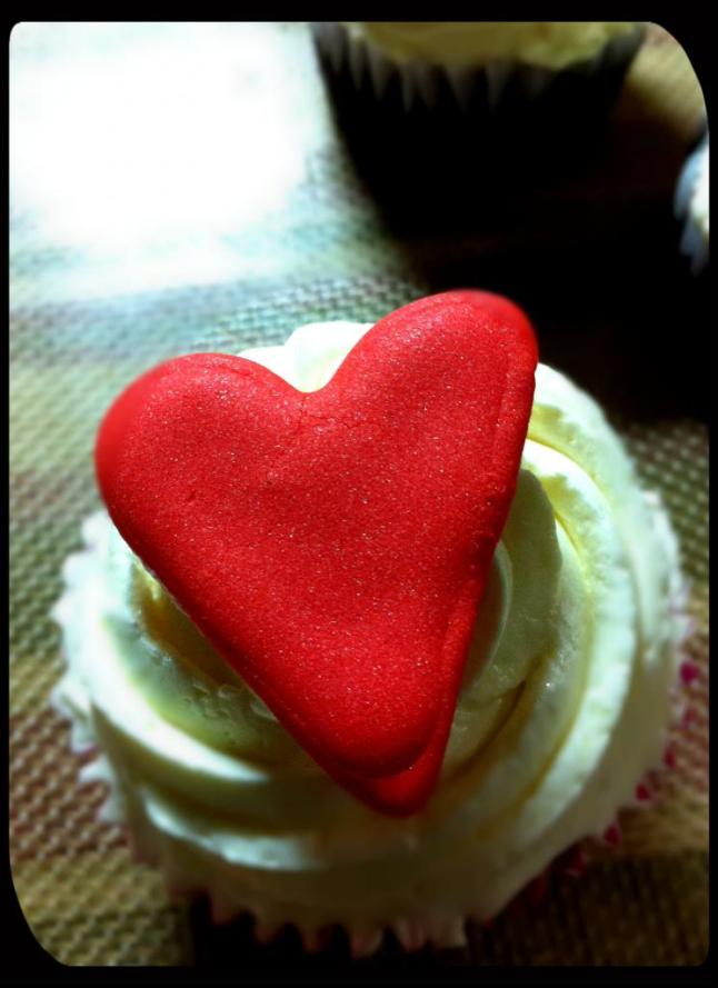 cupcake with heart royal icing